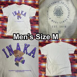 INAKA Power Teddy Bear Basketball Hoop Graphic Men’s Medium Cream White T-Shirt